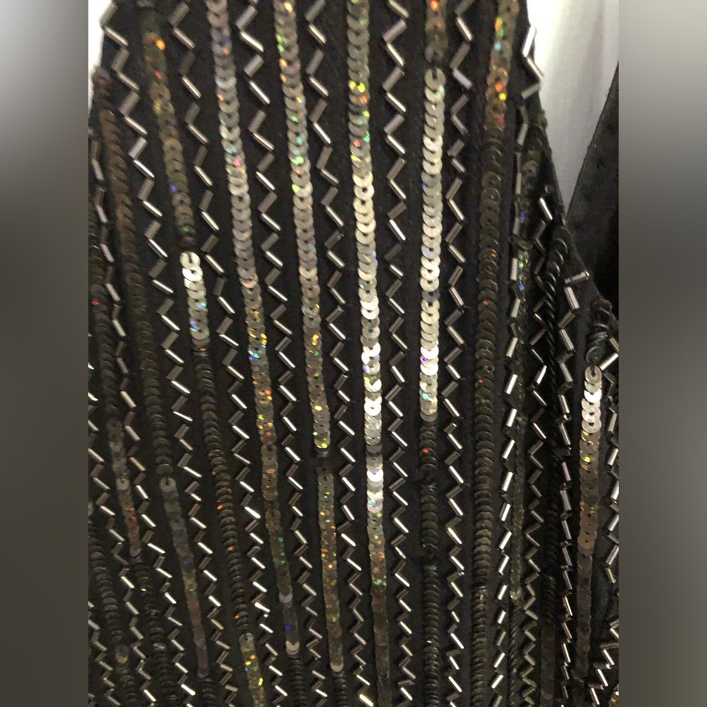 Parker Black Sequin/Beaded Cocktail Silk Dress - Picture 7 of 16